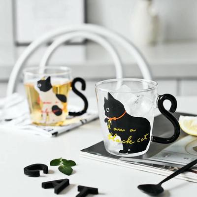 250ML Cute Cat Heat-resistant Glass Coffee Mug Drinking Water Milk Tea Beverage Cup Cartoon Juice Cups Gift Home Office Supplies