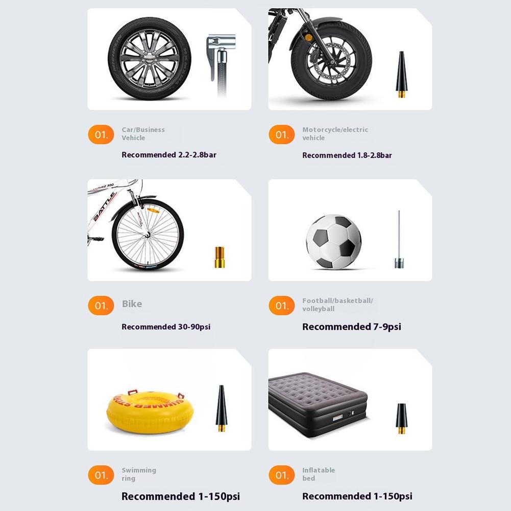 Cordless Electric Tire Inflator 150PSI High Precision Tyre Inflator w/Display & LED Light Bike Tire Pump For Car Motorcycle Ball