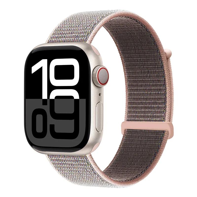 Laço de Nylon para Pulseira Apple Watch 46mm 45mm 44mm 49mm 46mm 40mm 41mm 38mm 42mm Correa Pulseira iWatch Série 6 Se 7 8 9 10 11 ultra1/2/3 pulseira