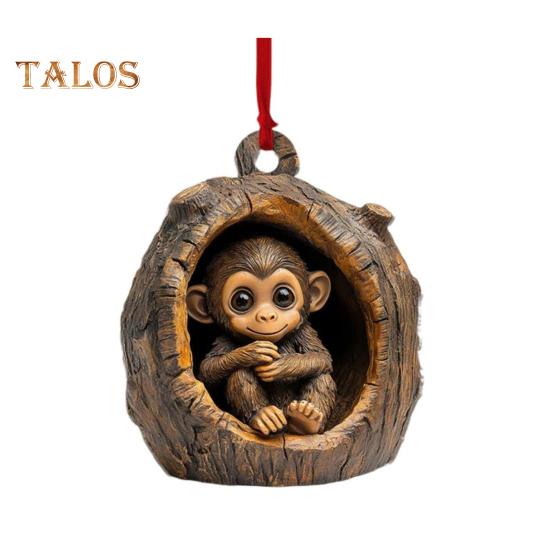 Ovale Acryl-Tier-Hängedekoration, 2D, flaches Waldtier, Weihnachtsbaum-Hängeornament, Auto, Schlafzimmer, Tieranhänger, Wohnzimmer, Schlafzimmer, Tier