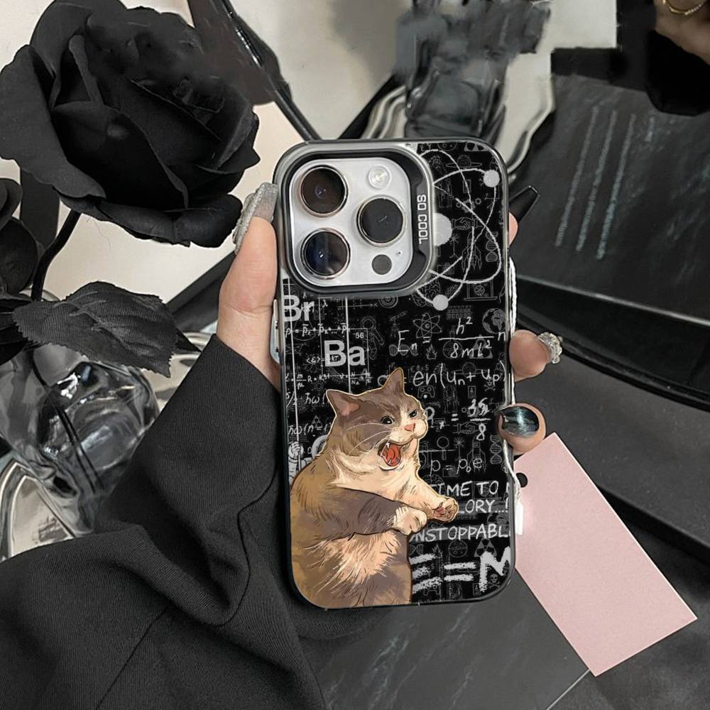 Чехол для телефона с изображением думающего кота для iPhone 16 17 15 14 12 13 Pro Max, черный цвет, ударопрочный чехол iPhone15plus