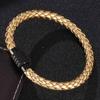 Luxury Round Combination Men's Stainless Steel Clasp Leather Bracelet Jewelry Gift