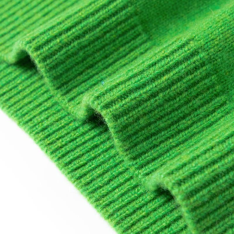 Women's Thick 100% Wool V-Neck Color Block Sweater