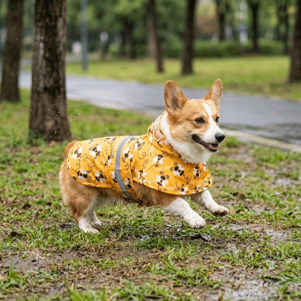 Bee Shaped Pet Rain Poncho Reflective Strips Reflective Dog Raincoat Dog Raincoat  Dog Outdoor Wear