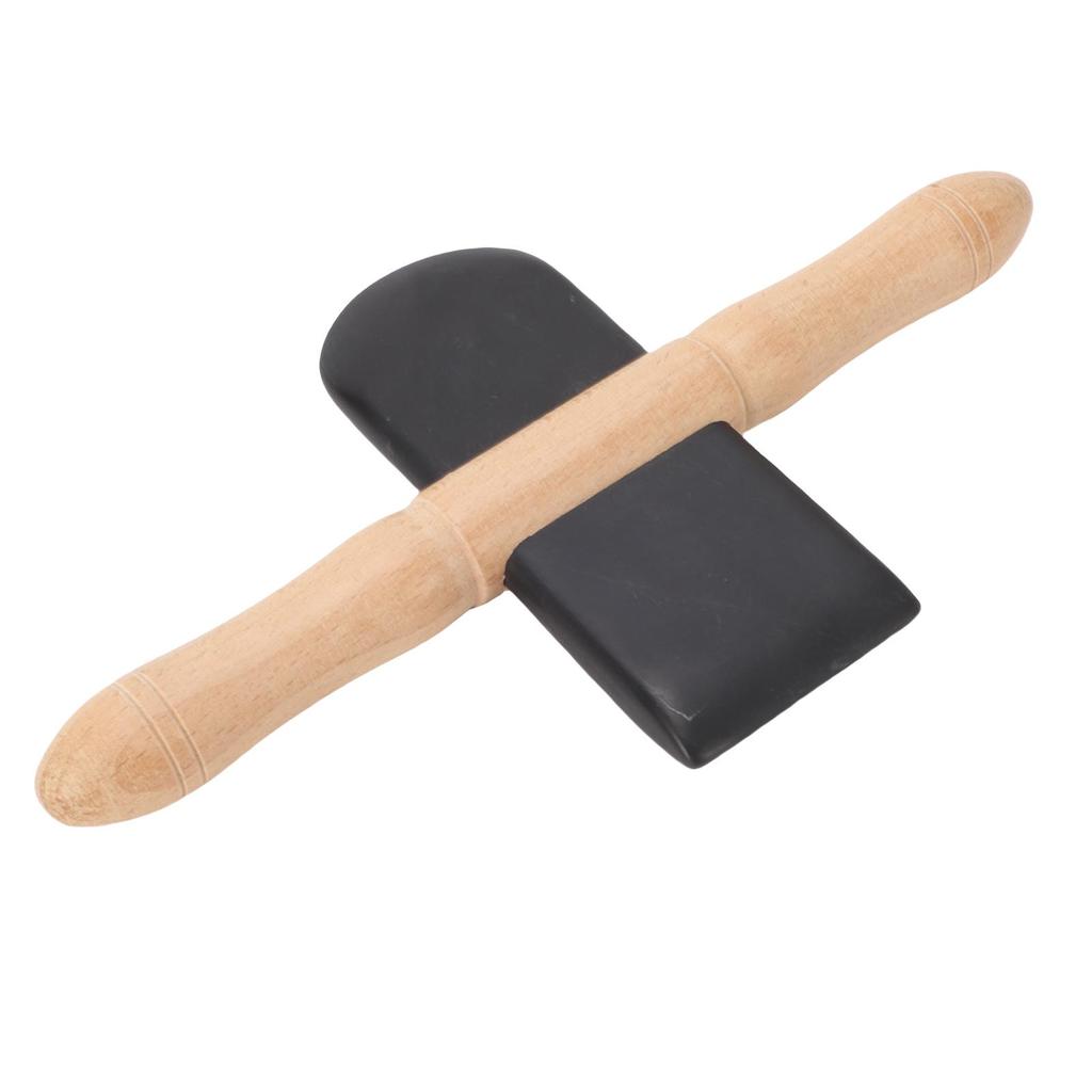 Bian Stone   Sha Tool Wooden Double Handle Stone Scraping Board for Back Legs Arms Neck Shoulder Muscle Relaxation