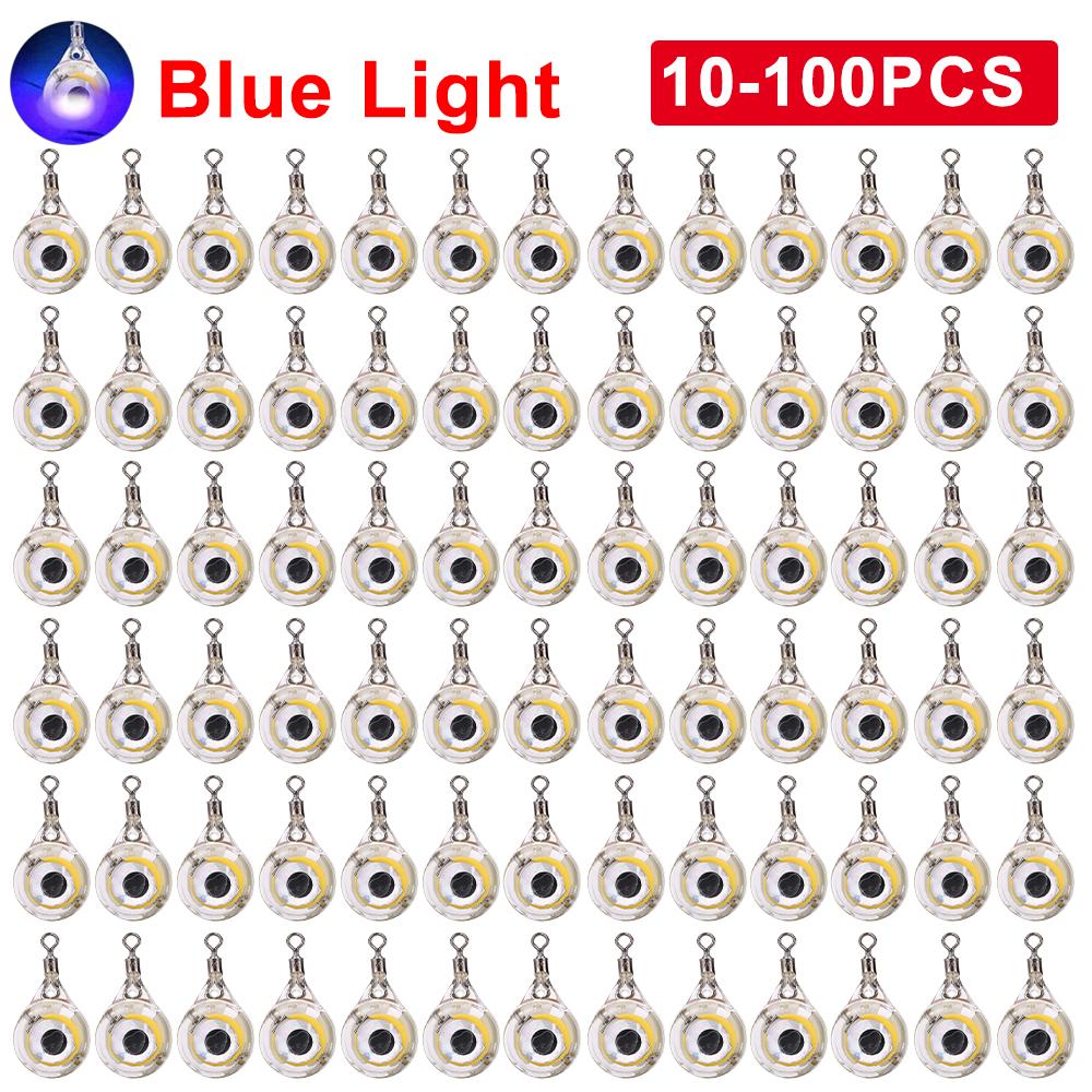 1-100PCS LED Attracting Fish Light Eye Shape Luminous Fish Lamp Lure Deep Drop Colorful Electronic Underwater Squid Fishing Bait