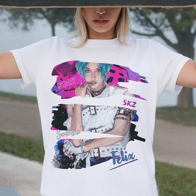 2026 Summer Fashion Trendy Tee Men Women Vintage Top Felix Stray Kids T-shirt – Fan Made Kpop Merch, Cotton Tee
