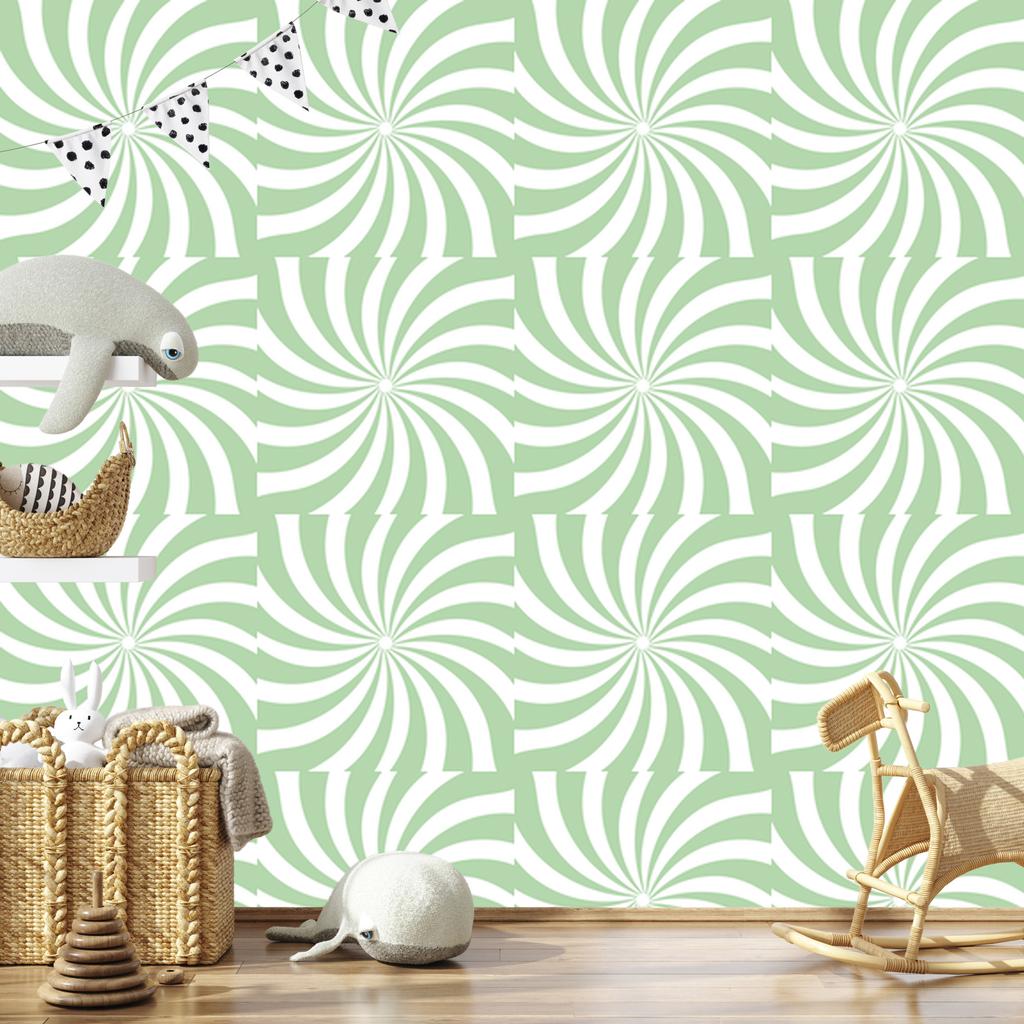 Hippie wallpaper background white and mint for living room and bedroom 50x1000