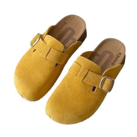 Damen Schuhe Plateau Tasche Kopf Hausschuhe matt klassisch halb schleppend lässig vielseitig täglich Ein-Pedal Hausschuhe