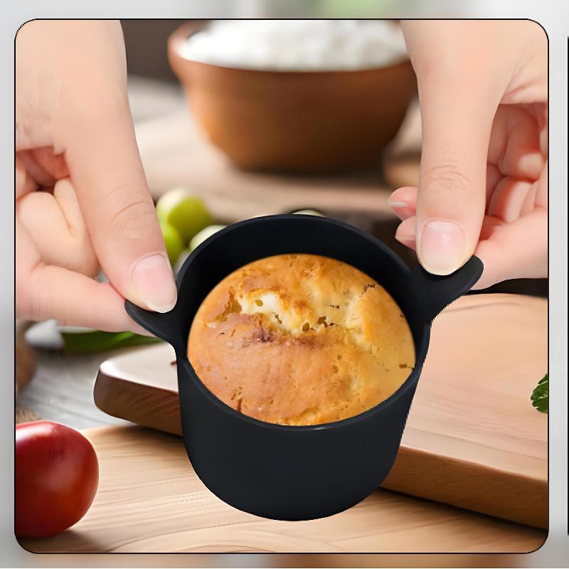 4Pcs Reusable Nonstick Silicone Ramekins Easy Release Air Fryer Muffin Cups Egg Baking Molds for Camping Baking