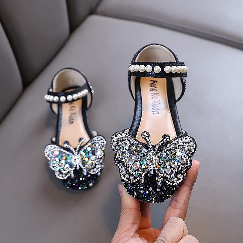 Spring and Autumn New Girls Sandals Girls Princess Rhinestone Shoes Leather Shoes Dance Performance Shoes