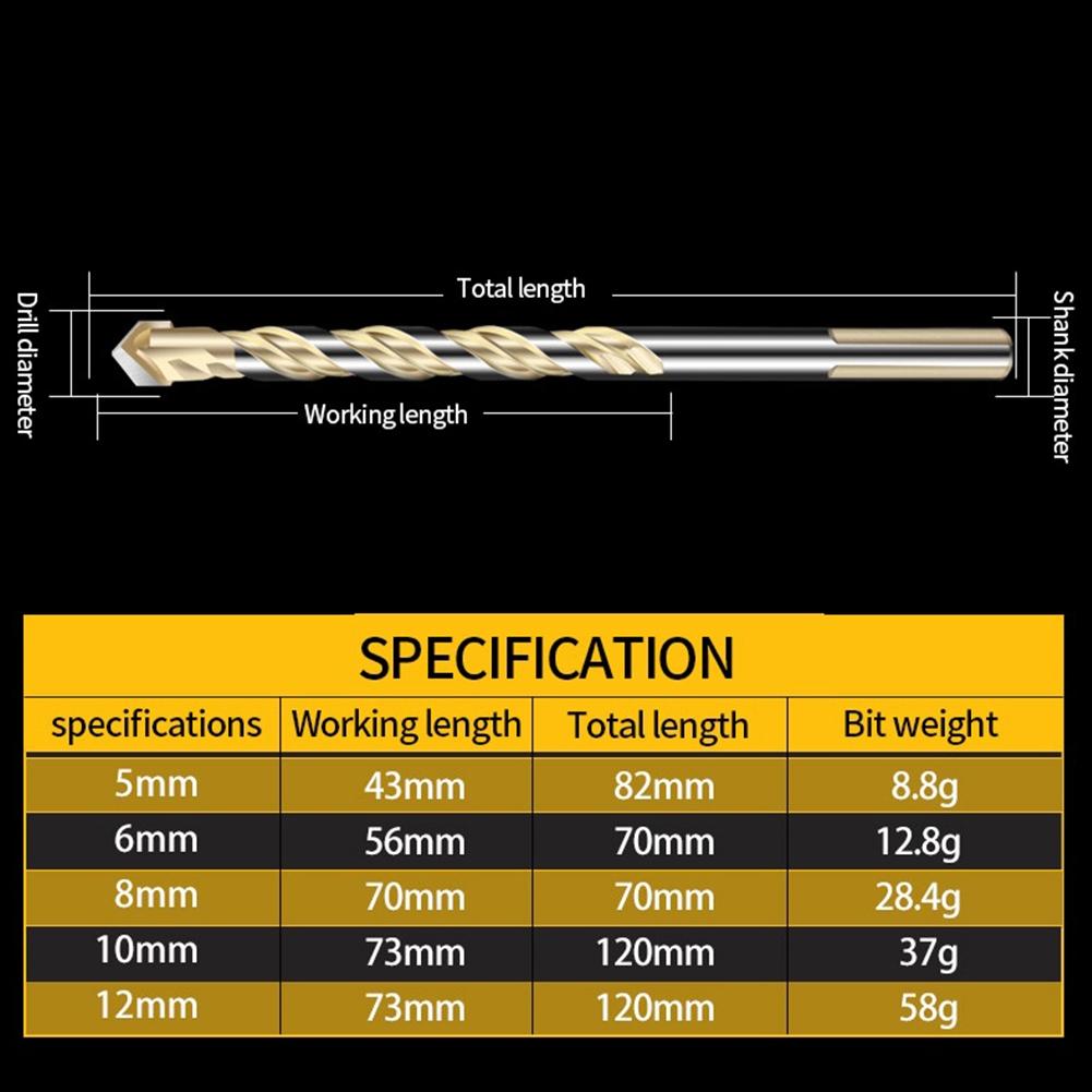 Gold Carbide Tip Drill Bit Multifunctional Wood Metal 1pcs