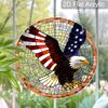 2D flacher runder Acryl-Sonnfänger, Hängendes Ornament im Buntglas-Effekt mit US-Militär-Thema, Dekoration für Zuhause Anhänger