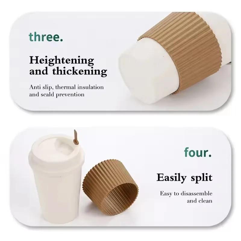 Wheat Straw Coffee Cup, Water Cup, Accompanying Mixing Cup, High-end Plastic Latte Cup, Mug with Lid