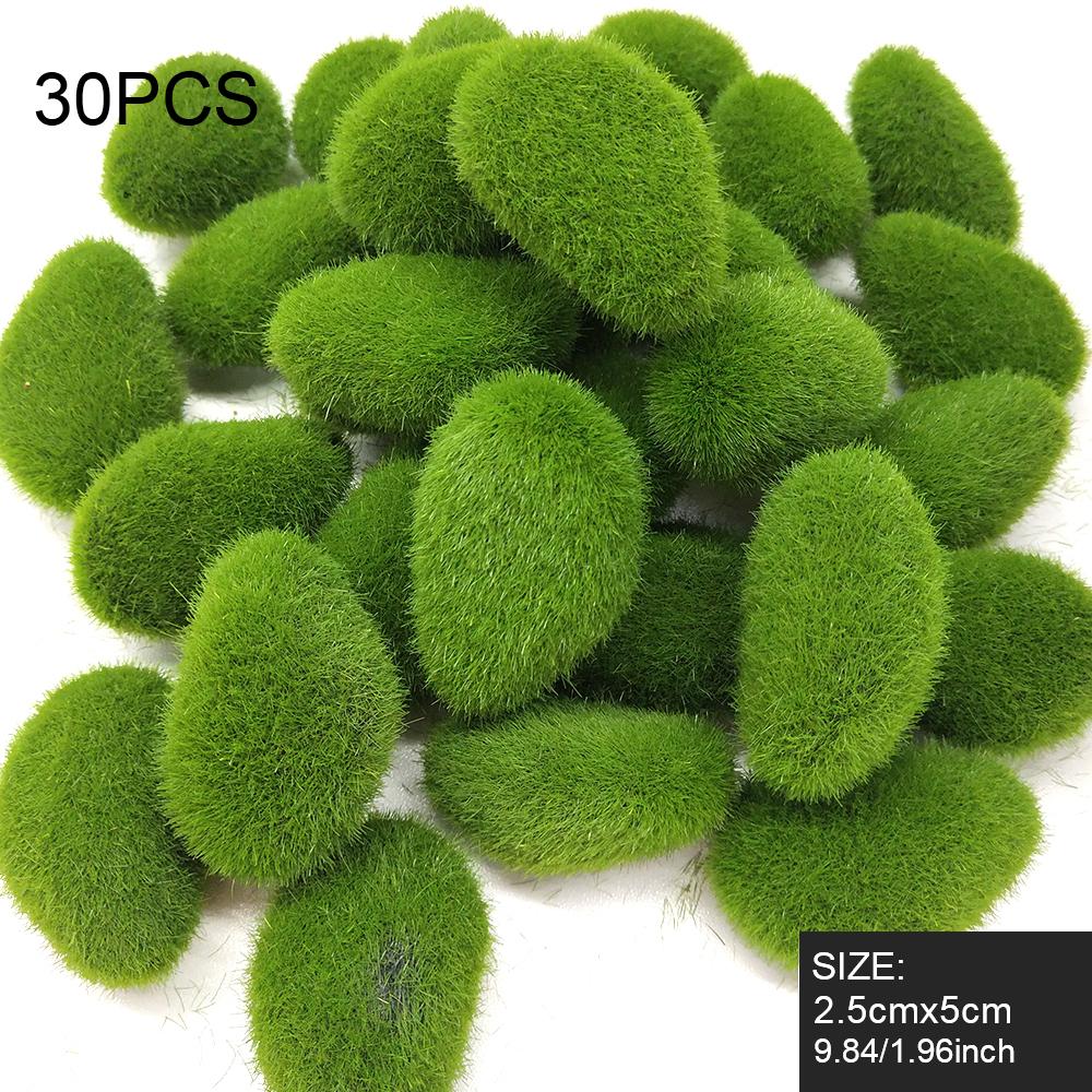 Artificial Moss Rocks Green Home Decor Creative Crafts For Garden and Crafting Simulation Plant DIY Decoration 30pcs Fake Stone