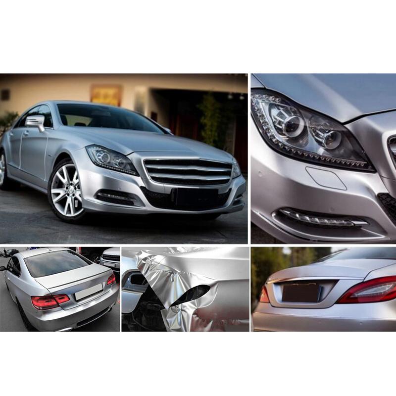 30*150cm Auto Karosserie Folie Satin Matt Chrom Metallic Silber Vinyl Folie Auto Aufkleber Decal Auto Styling Wrap Folien Rolle