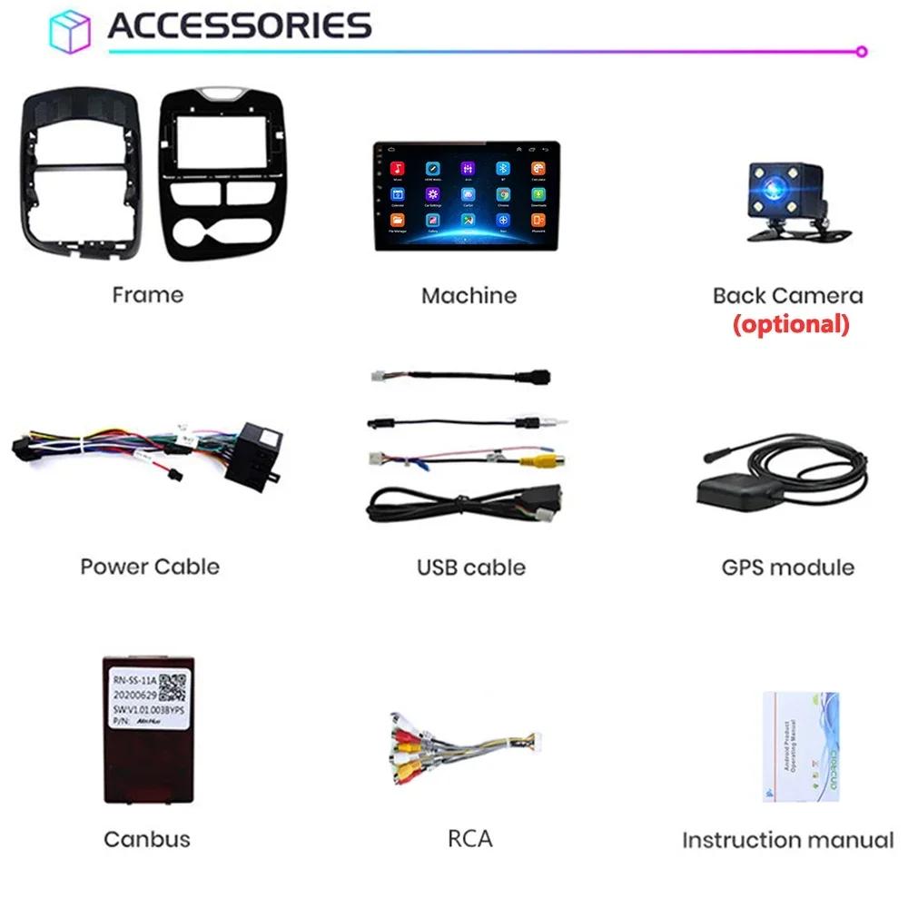 Autoradio Android 17 pour Renault Clio 3 4 2012-2016, Carplay, Navigation GPS, 2DIN, WiFi, Lecteur Bluetooth, Unité principale