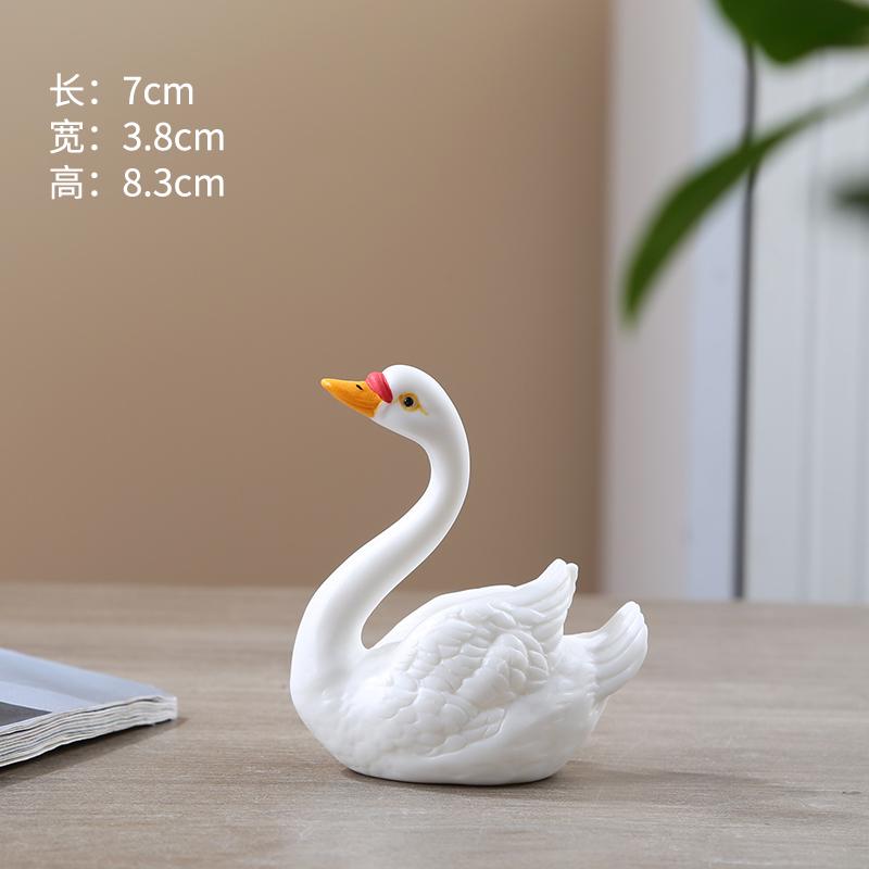 1pcs Ceramic Duck Tea Pet Home Desktop Decorations Cute Tea Ornaments Can Raise White Ducks Landscaping Small Animal Handicrafts