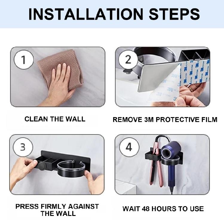 Convenient Hair Appliance Rack Wall Mount Blow Dryer and Flat Iron Holder with Strong Adhesion Styling Tool Organizer