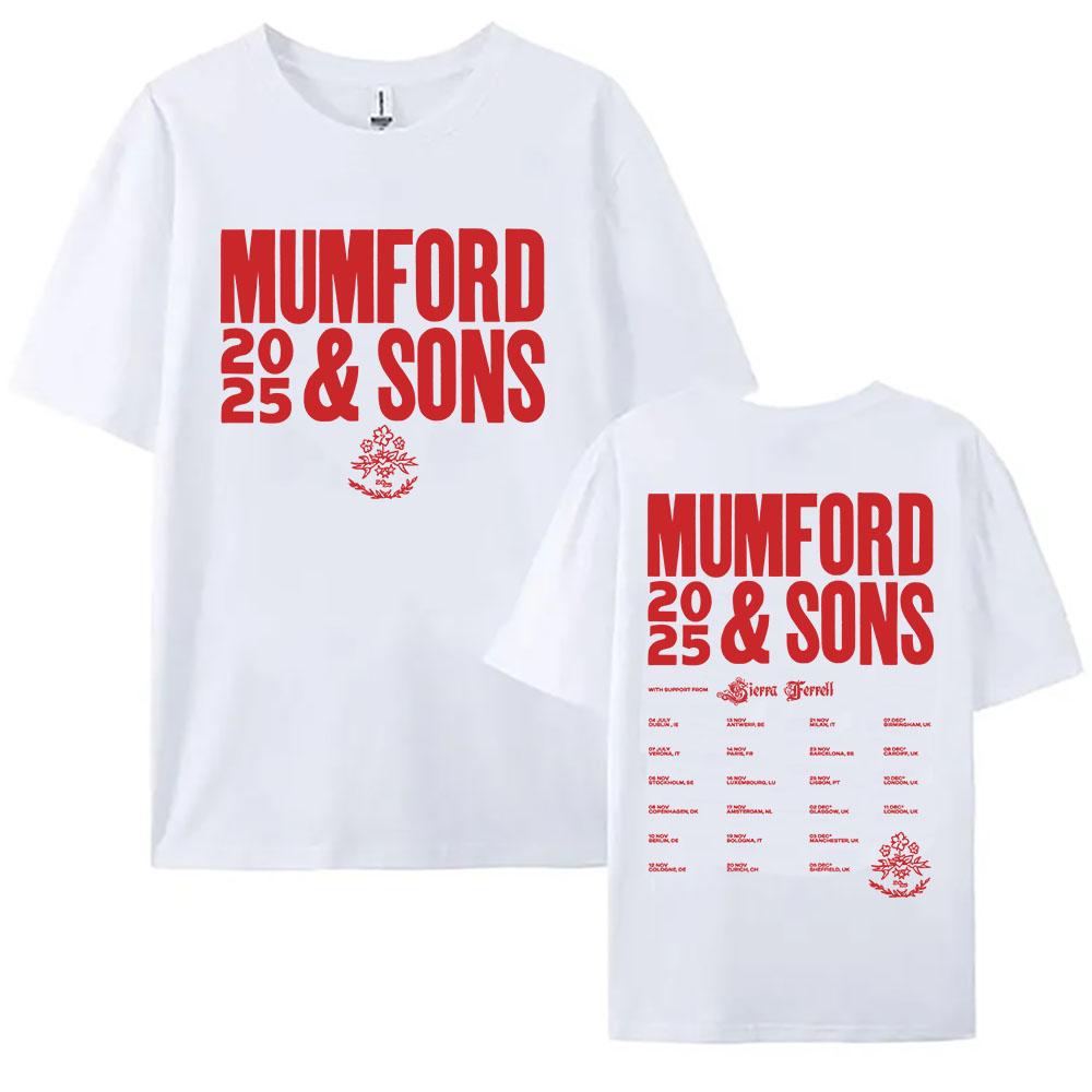 

2025 Тур Mumford & Sons Футболка Фолк-рок группа Альбом RUSHMERE Новые футболки Летний хлопок Мужская Женская Футболка Унисекс Уличная одежда Футболка S