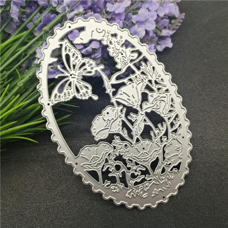 Oval Butterfly Art Background Metal Stencil Embossing Cutting Dies for Diy Scrapbooking Paper  Stamps for Card Embossing Craft Decor