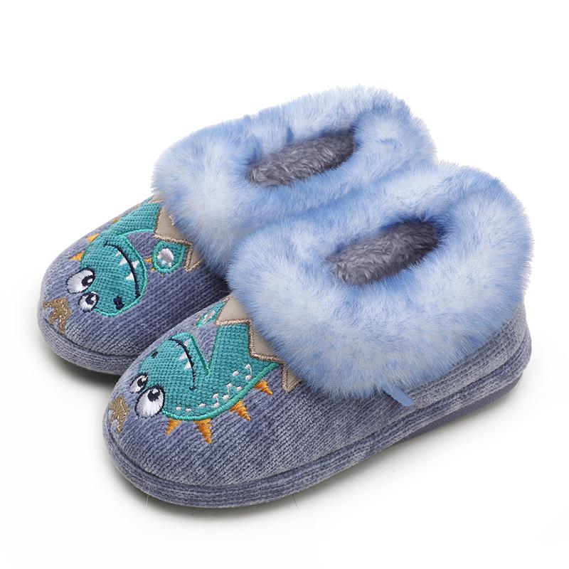 Fashion Smile PoP Fuzzy Boys Girls Indoor House Slippers Winter Warm Cute Kids Baby Shoes Outdoor Lightweight Non-Slip Home Socks Shoes