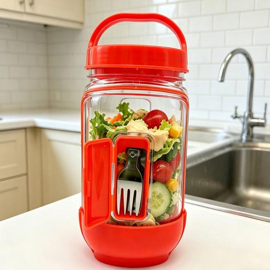 Barattolo per Insalata con Apertura Laterale Contenitore per Insalata Scatola Ermetica per Meal Prep con Scomparto per Condimento Ciotola Riutilizzabile Sicura per Alimenti per Viaggio Ufficio Pranzo