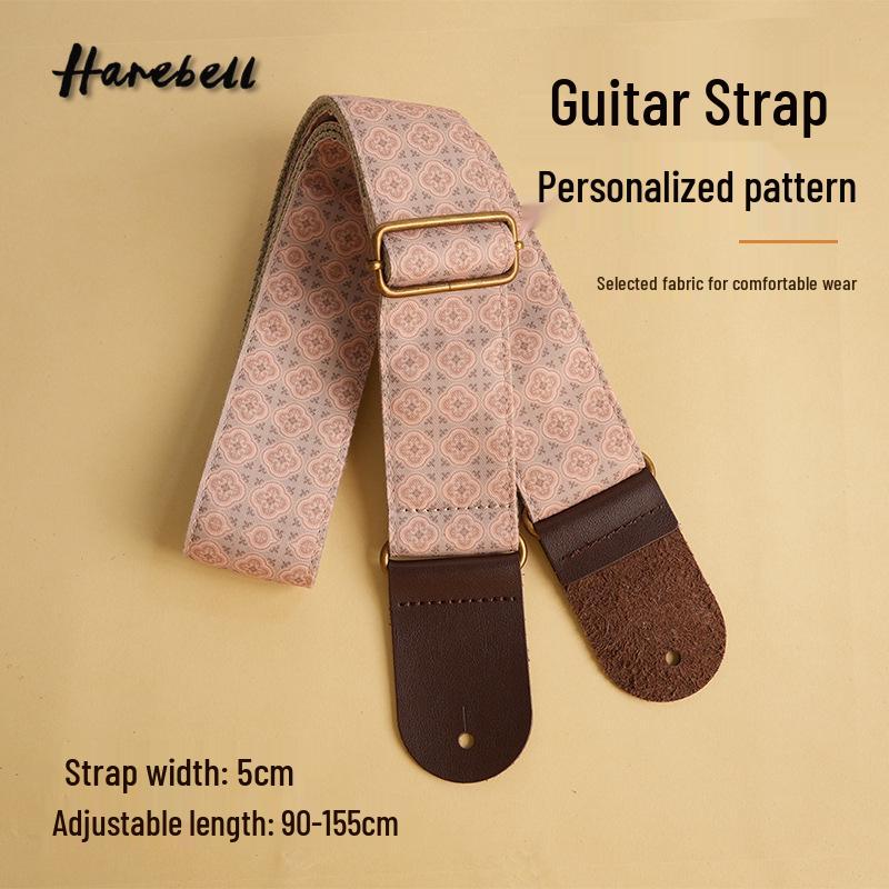 Retro Print Four-Leaf Clover Cotton Guitar Strap, 5cm Wide (PO-102) 90-155 cm