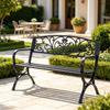 Stylish outdoor bench, garden bench with ornamental backrest design, elegant bench (only with bench)