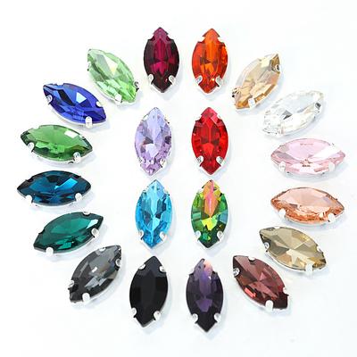 20 teile/los Multicolor Nähen auf DIY Silbrig Klaue 7x15mm Strass Pferd Auge Form perlen