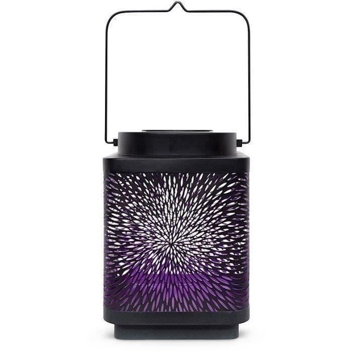 Lanterne solaire - GARDEN ID Attract - Mauve 11 x 11 h15 cm - 6 à 8h autonomie - Mobile - Bouton on/off.