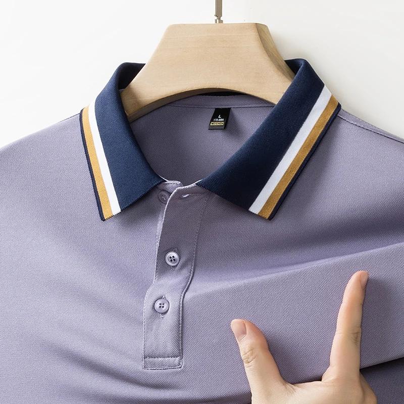 New Men's Business Casual Short Sleeved Shirt Solid Color Polo Shirt Fashionable Breathable Comfortable Versatile Top