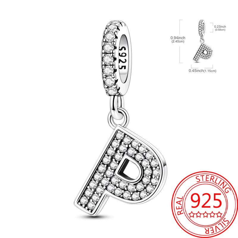 Copper 26 Letters Alphabet Charms Bead Inlaid Shiny Zircon Diy Love Letters Jewelry Gift Fit Original Bracelet For Women