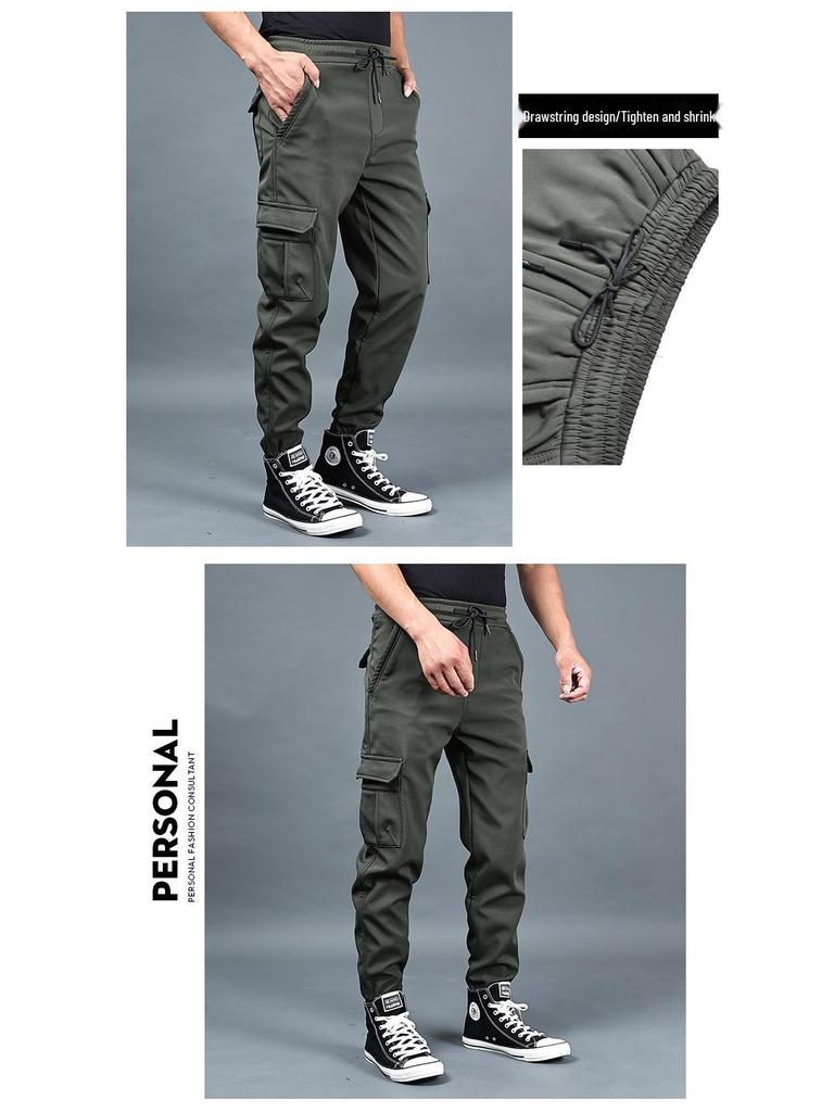 Men's Autumn/Winter Loose Overalls: Trendy, Plus-Size, Velvet-Lined, Thickened Casual Sports Pants