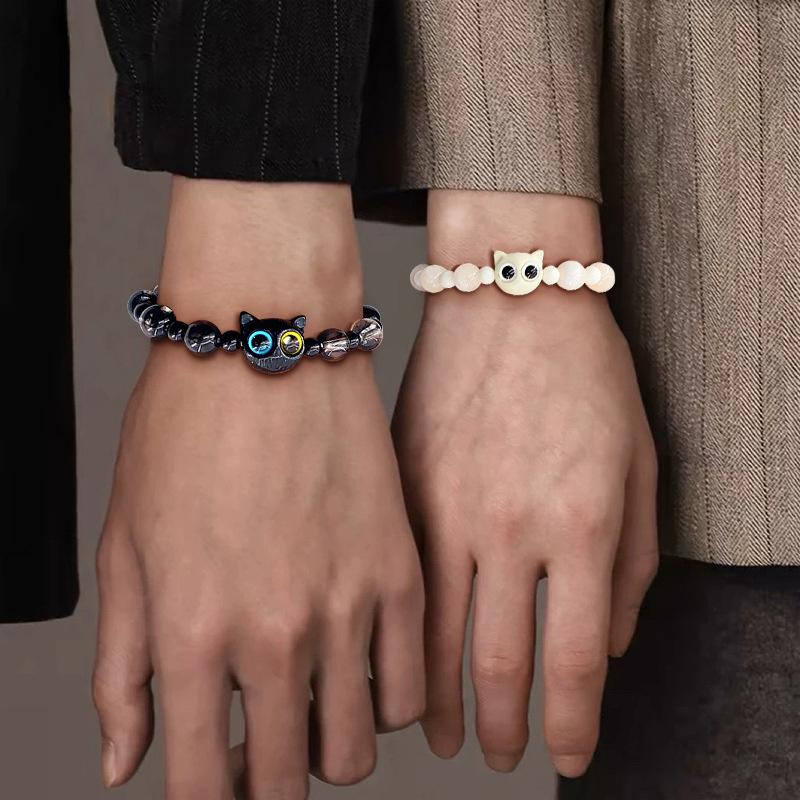 Cat Animal Beaded Bracelet for Women Men Couple Lovely Jewelry Friendship Lover Party Wedding Valentine's Day Gift