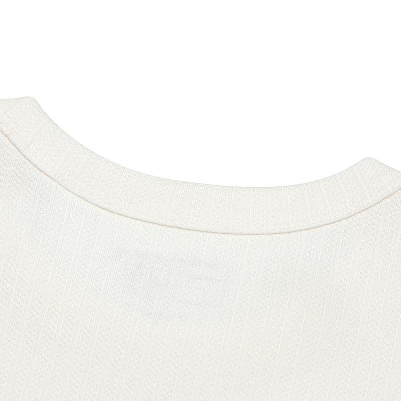 Fila Simple Round Neck Solid Color Pullover Long Sleeve Sun Protection T-Shirt Women Tops Fog-Lotus-White F11W513205F-IV