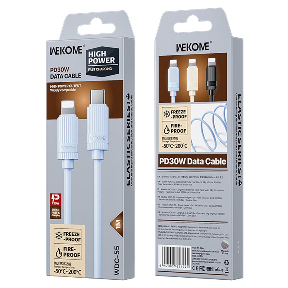 WEKOME WDC-55 Type-C to Lightning Cable PD30W 480Mbps Elastic Liquid Silicone Fast Charging Data Cable