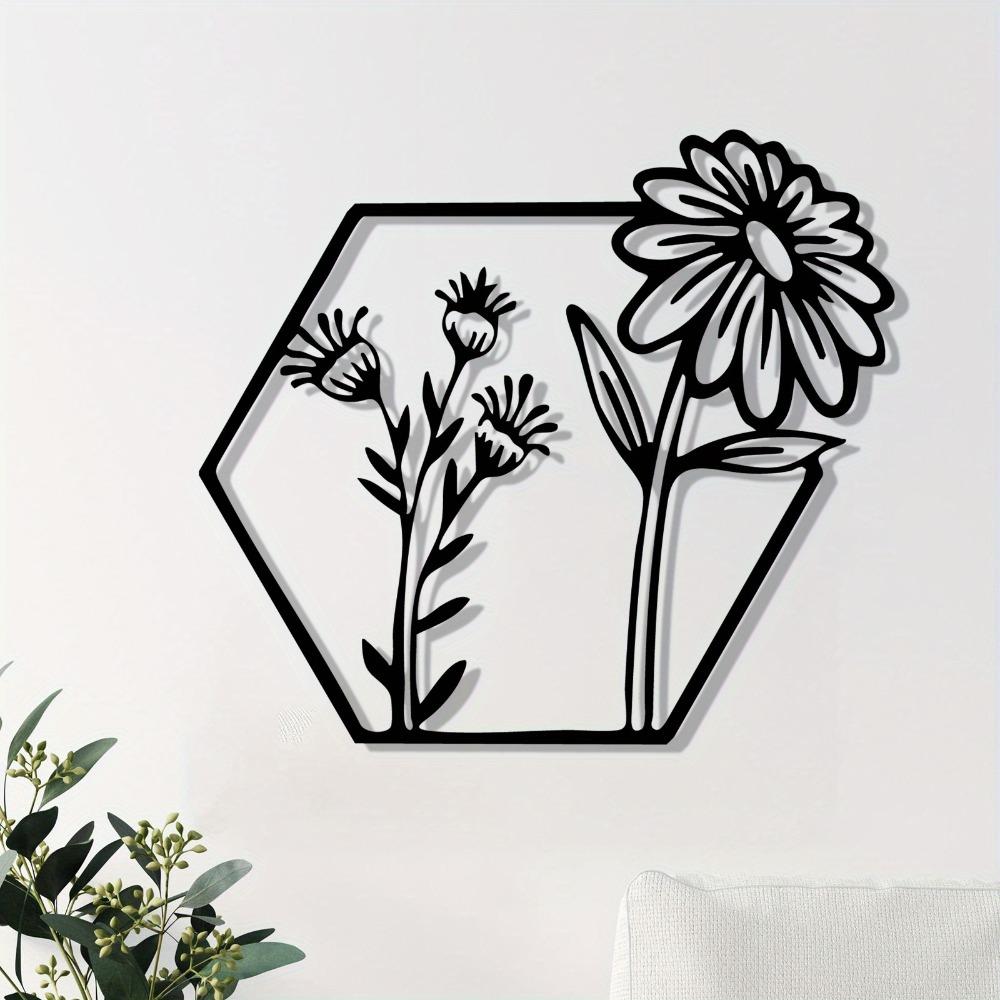 Vintage Metal Wall Art Chrysanthemum Sculpture Iron Floral Decor For Home