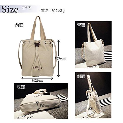 [Angel Moon] Canvas Tote Bag, 2-way, Drawstring, Crossbody, Shoulder Bag, Natural, Relaxed Fit, Women's, Office, Casual, Sub-bag, Tablet, Zipper Closu