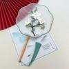 High-End Traditional Style Embroidered Round Fan, Hanfu Qipao Semi-Transparent Ancient Costume Lace-Shaped Embroidery, Classical Style Children's