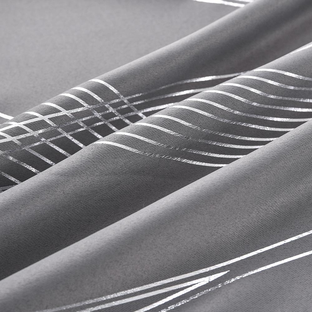 1PC Hot Stamping/Silvery Foil, Perforated Spring Full Blackout Marble Pattern Curtains Suitable for Living Room, Bedroom, Kitchen, Bathroom