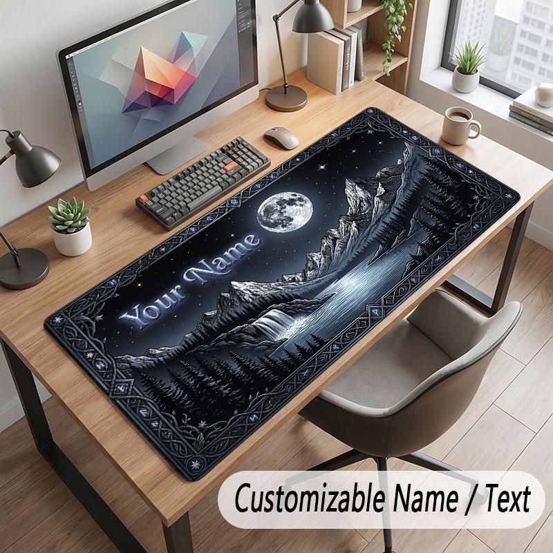 Space Cosmic Theme Customized Mouse Pad Personalized Print Name Text Desk Mat For Home Office Table Decor