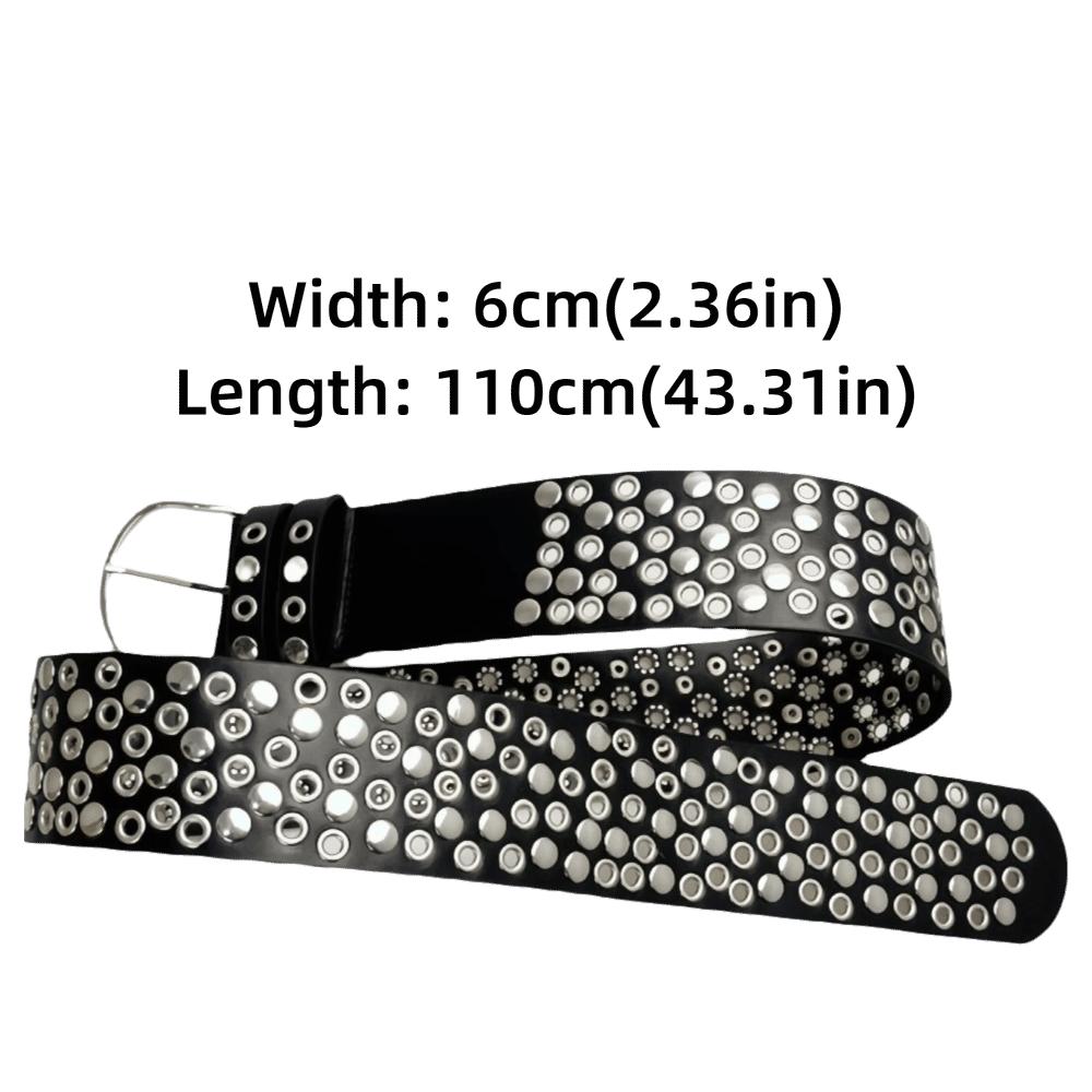 Luxury Design Eyelet Rivet Belt Punk Hollow Grommet Decorative Belt  for Women Club Outfit