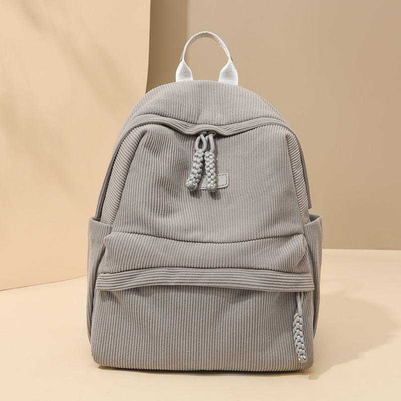 2025 Women's Corduroy Casual Small Backpack - Mori Style, Solid Color