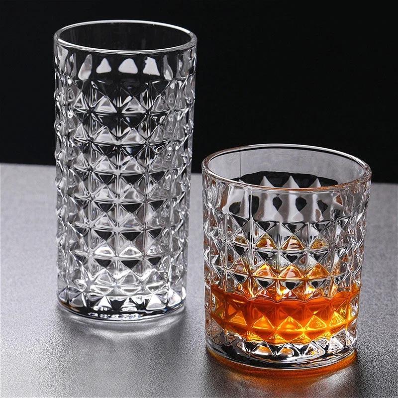 10.3oz/11.4oz High End Wine Glasses Cocktail Glass Diamond Glass Cup Transparent Whiskey Glass Bar Water Bottle Party Brandy Cup