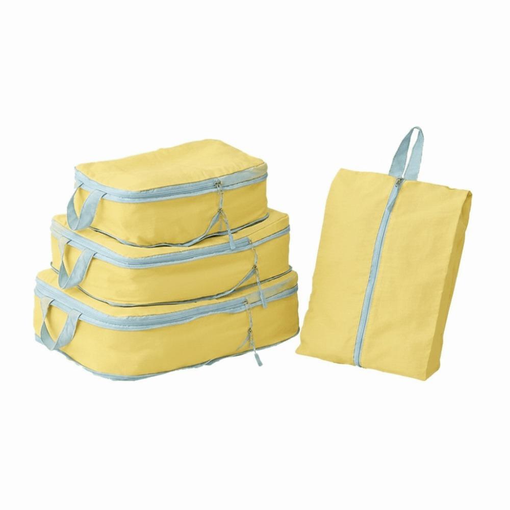 4Pcs Space Saving Compression Packing Cube Foldable Luggage Organizer Set  Travel Use