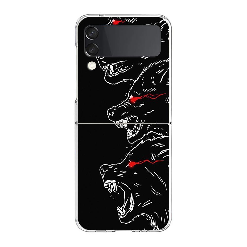 

Moon Roaring Wolf Hard PC Phone Case For Samsung Galaxy Z Flip 5 4 3 Transparent Cover For Galaxy Z Flip 6 Foldable Shockproof Z Flip 4