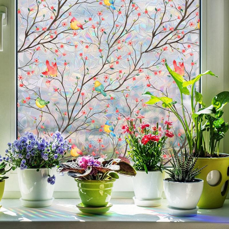 Window Privacy Film Stained Glass Rainbow Film Self-adhesive Film UV-resistant Glass Sticker Removable Glass Film Home Decor