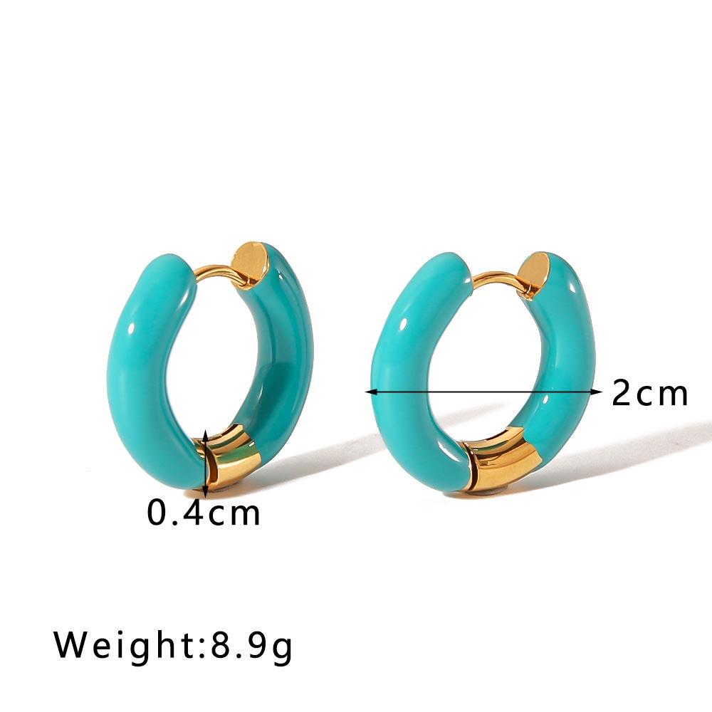 Orecchini a goccia color oro effetto pioggia arcobaleno per donna Orecchini a cerchio in acciaio inossidabile a goccia