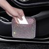 Rhinestone Car Trash Can - Flip-Top Hanging Interior Storage Bin